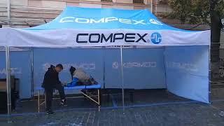 Рекламные шатры 6х3 промо палатки с оригинальным дизайном COMPEX. Изготовление Печать лого на шатрах