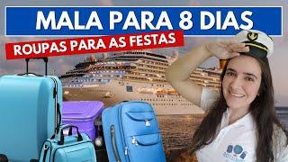 MONTANDO MALA PARA CRUZEIRO DE 8 DIAS | Roupas para o dia no navio, festas e dicas importantes