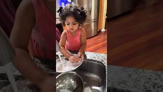 Chaithra wants to clean dishes today ‍️ #chaithratara #twins #baby #funny