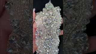 Silver Pearl Beaded Rhinestone Applique for Bridal Dress Supplier