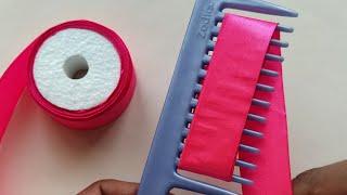 Super Easy Ribbon Flower Craft idea with Hair Comb | Easy Hand Embroidery Flower Tutorial