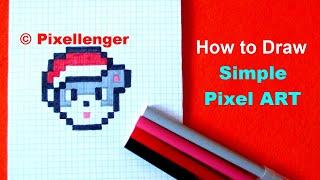 How to Draw Mouse Santa Claus Hat Simple Picture Pixel Art for Kids 如何繪製 कैसे आकर्षित करने के लिए