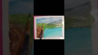 waterfall with mountain #satisfying#trendingvideo #noshinaart