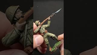 Army men painting Japanese soldier with rifle, ww2, 1/32, Toy Soldiers of San Diego