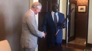 Prince Charles Presents The Okyenhene With An Umbrella! - Royal Visit Ghana 2018