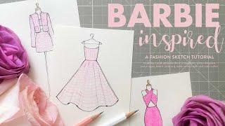 how to draw BARBIE inspired dresses 