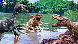 T-REX Vs SPINOSAURUS Vs THERIZINOSAURUS  Rexy Adventures| Dinosaur Toys| Jurassic World