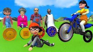 Scary Teacher 3D vs Squid Game Change Wooden Wheel Level Hard or Easy 5 Times Challenge