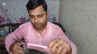 ASMR youngest barber wasi your hair cutting & your head massage fake hair cutting