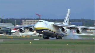 ADB Antonov AN-124 [UR-82009] smooth landing at Zurich Airport during sunset!