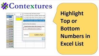 Highlight Top or Bottom Numbers in Excel List