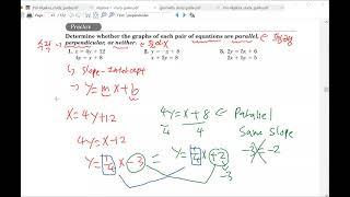 8,9,10학년 미국 수학 Geometry, algebra1 geo perpendicular, parallel, neither equations