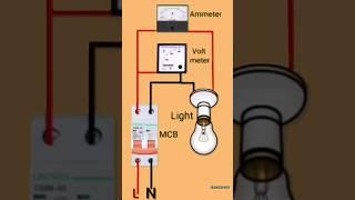 voltage metre and ampere metre connection on diagram #electrician #wiring #electric