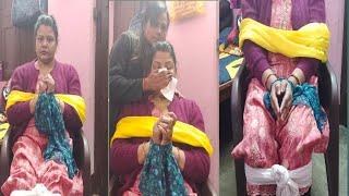 chloroform hogtie with girls dupatta hogite challenge video funny with sister hogtie in chair  🪑