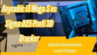 Anycubic i 3 Mega S vs Sigma D25 IDEX Profidrucker, Inbetriebnahme und Fehler