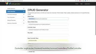 36 - Yii2: Module Cont.  Generating Model and CRUD to module