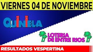 Resultados Quinielas Vespertinas de Córdoba y Entre Ríos, Viernes 4 de Noviembre