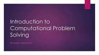 Introduction to Computational Problem Solving