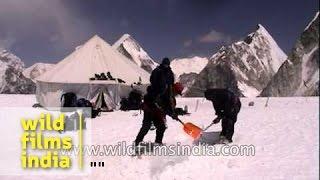 Welcome to Camp 1 : Everest with Pumori in backdrop