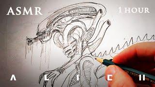 ASMR Drawing Alien Xenomorph | Page flipping 1 Hour