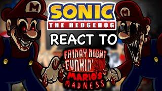 Sonic Characters REACT to Friday Night Funkin VS Mario’s Madness / Mario.exe, MARIO 85’ and MORE /