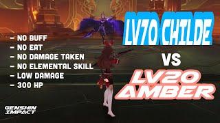 Lv20 Amber Destroy Lv70 Childe Like a Real Boss, Weekly Boss World 5 - Genshin Impact