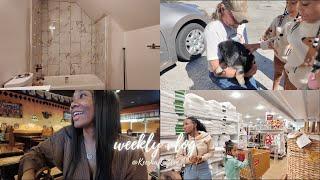 VLOG | MEET OUR NEW GERMAN SHEPHERD  + CHEER MOMS & MARGARITAS + BATHROOM RENOVATIONS