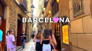 [4K] Spain Walk, Barcelona : La Rambla, Gothic Quarter, La Boqueria Market, Paella & Seafood. 2022