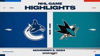 NHL Highlights | Canucks vs. Sharks - November 2, 2024