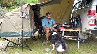 CAMPING on MOUNTAIN - Elevated TENT - RAIN