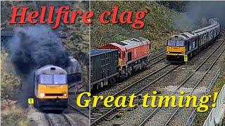 Sweet timing as mega-clagging Class 60 crosses Class 66 