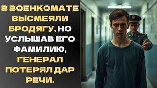 В ВОЕНКОМАТЕ высмеяли БРОДЯГУ, но УСЛЫШАВ ЕГО фамилию, генерал потерял дар речи...Реальная История.