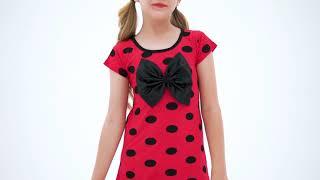 AmzBarley Girls Ladybug Costume Birthday Theme Party Halloween Cosplay  Polka Dot Bowknot Ruffle