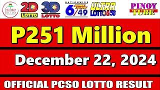 Lotto Result Today 9pm December 22 2024 6/58 6/49 Swertres Ez2 PCSO