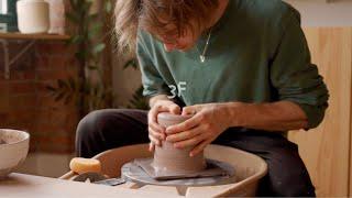 making a stoneware planter 🪴 and trimming some porcelain pots 