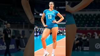 Tall Azerbaijani Volleyball Star Stuns the Court | Jersey #18 Power Pose #tallwomen #shorts
