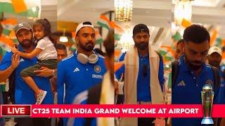 Team India Grand Welcome at Mumbai Airport on Arrival after Winning Champions Trophy 2025