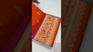 a very beautiful saree pure katan silk Banarasi handloom kadhwa sarees orange colour buy now #shorts