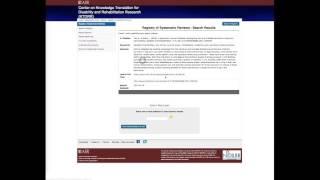 KTDRR Tutorial: Registry of Systematic Reviews for Disability and Rehabilitation Research