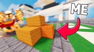 I disguised using their BED DEFENCE in Roblox Bedwars