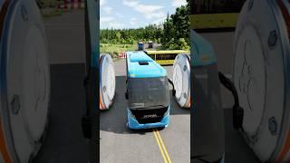 Colourful Buses & Cement Truck vs Hydraulic Crush #247 #beamngdrive #shorts