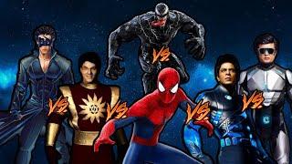 Spiderman vs shaktiman vs Krrish vs venom vs chitti vs G one | Elimination Chamber Match