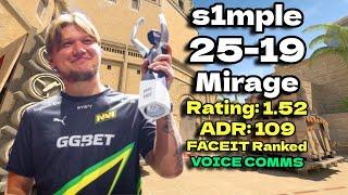 s1mple plays FACEIT Ranked 25 Kills (Mirage) July 12, 2024 | CS2 POV