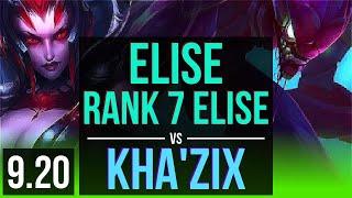 ELISE vs KHA'ZIX (JUNGLE) | Rank 7 Elise, 4 early solo kills, Legendary | EUW Challenger | v9.20