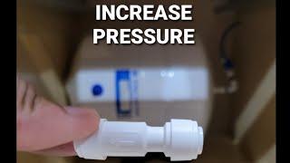 Increase RO(reverse osmosis) system water pressure with extra tank and/or cheap check valves.