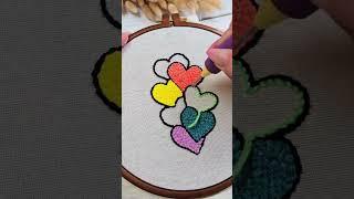 DIY Punch Needle Embroidery: Colorful Heart Shapes 