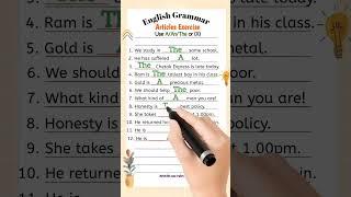 English Grammar exercise || Article || a,an,the use #basicenglish #youtubeshorts #shortvideo #shorts