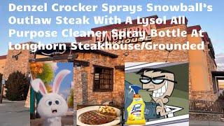 Denzel Crocker Sprays Snowball’s Outlaw Steak With A Lysol All Purpose Cleaner Spray Bottle At LS/GD