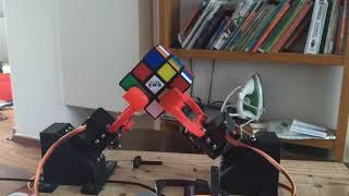 3D-Printed Rubik's Cube Solver Robot with two axis. Second Solver run