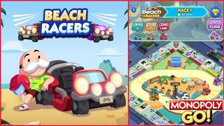 BEACH RACERS MONOPOLY GO NEW PARTNER RACING EVENT RACE 1 COMPLETED - Part 1 #monopolygo #monopoly